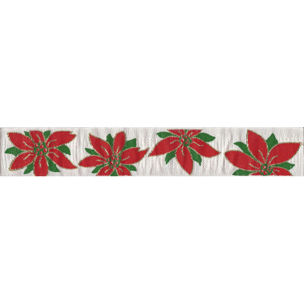 Jacquard Ribbon - Poinsettia -  Width 5 cm